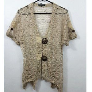 Mirror Mage Womens Jacket Cover Up  Size S Beige Vintage Lightweight Buttons